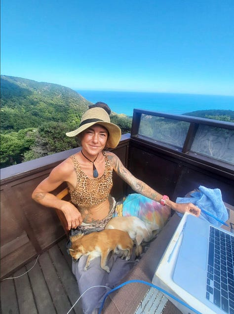 Dr. Vanessa walking her walk, and her dog too...