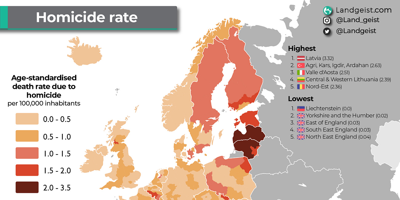 European homicide rates are tiny compared to those in America