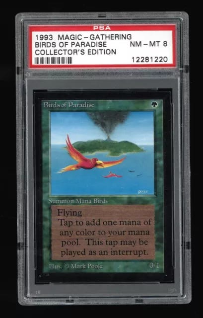 BIRDS OF PARADISE - Collectors Edition - PSA Mint 8 - MTG Magic Cert #:  12281220 $225.00 - PicClick