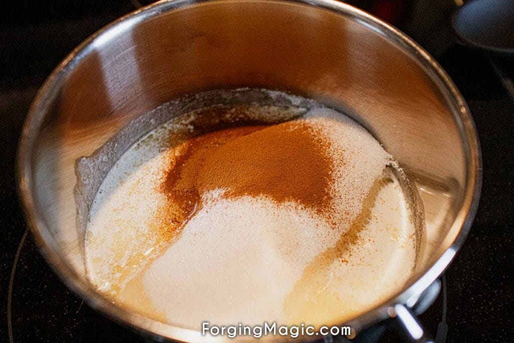 Making mocha fudge icing for brownies Making mocha fudge icing for brownies