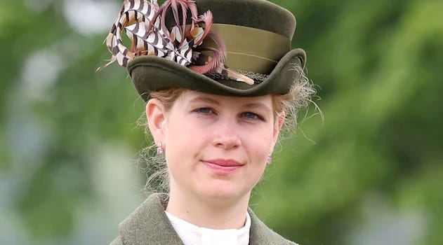 Lady Louise Windsor wearing an olive green jacket and fascinator Lady Louise Windsor wearing an olive green jacket and fascinator