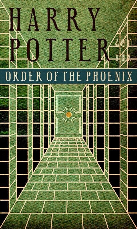 This may contain: the cover of harry potter's order of the phoenix by j k rowley