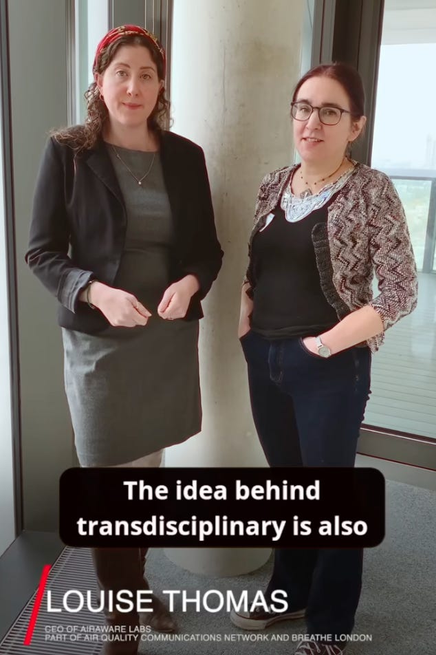 Louise and Kayla speaking to camera about transdisciplinary research