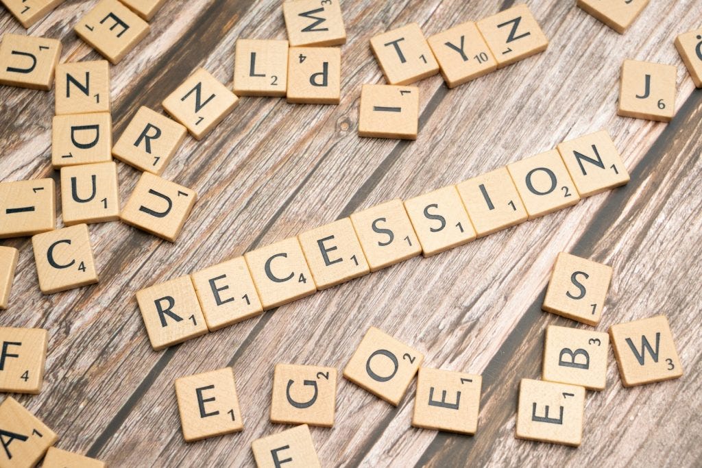 recession in scrabble letters