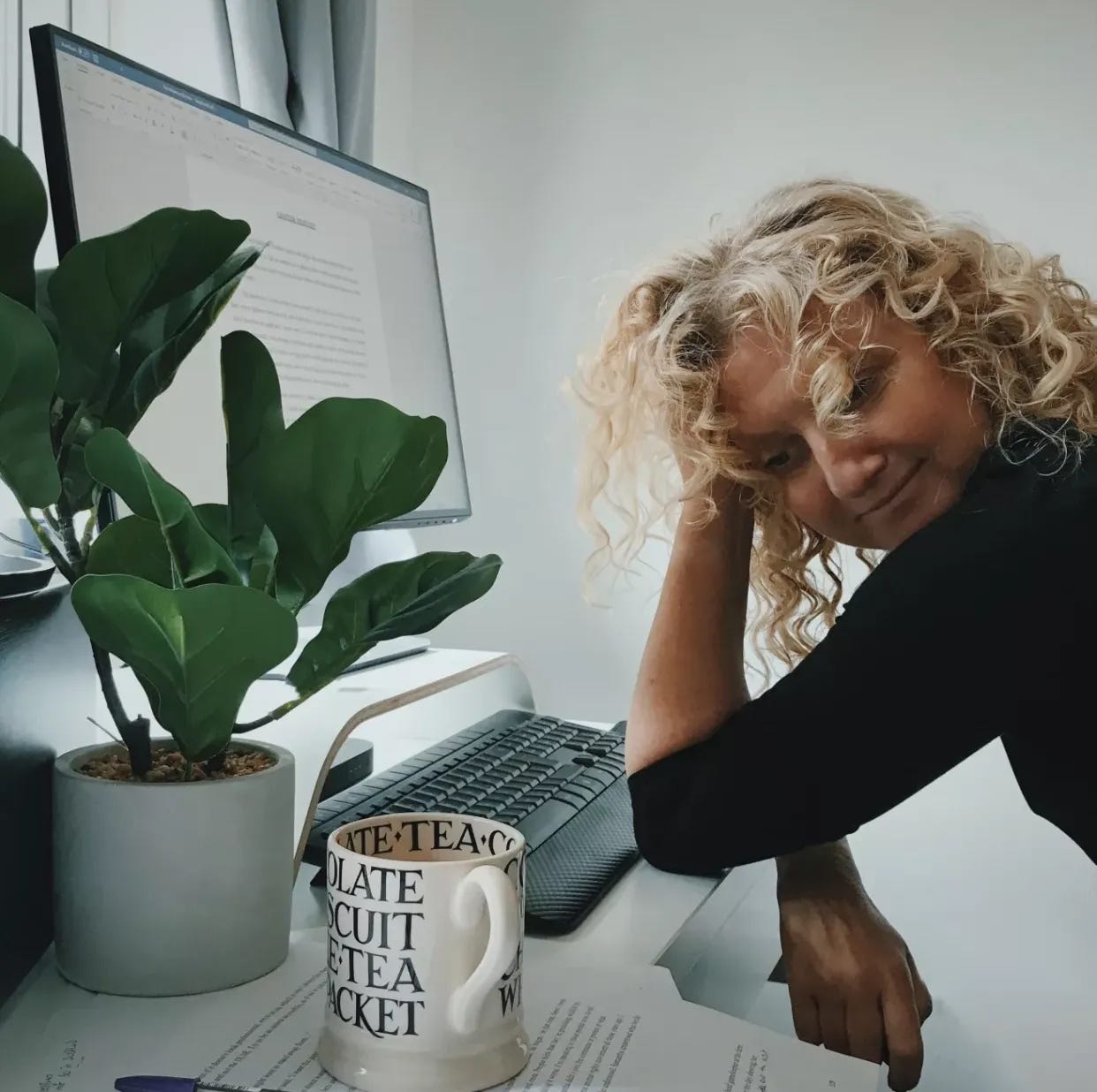 Zoe Lea at her computer
