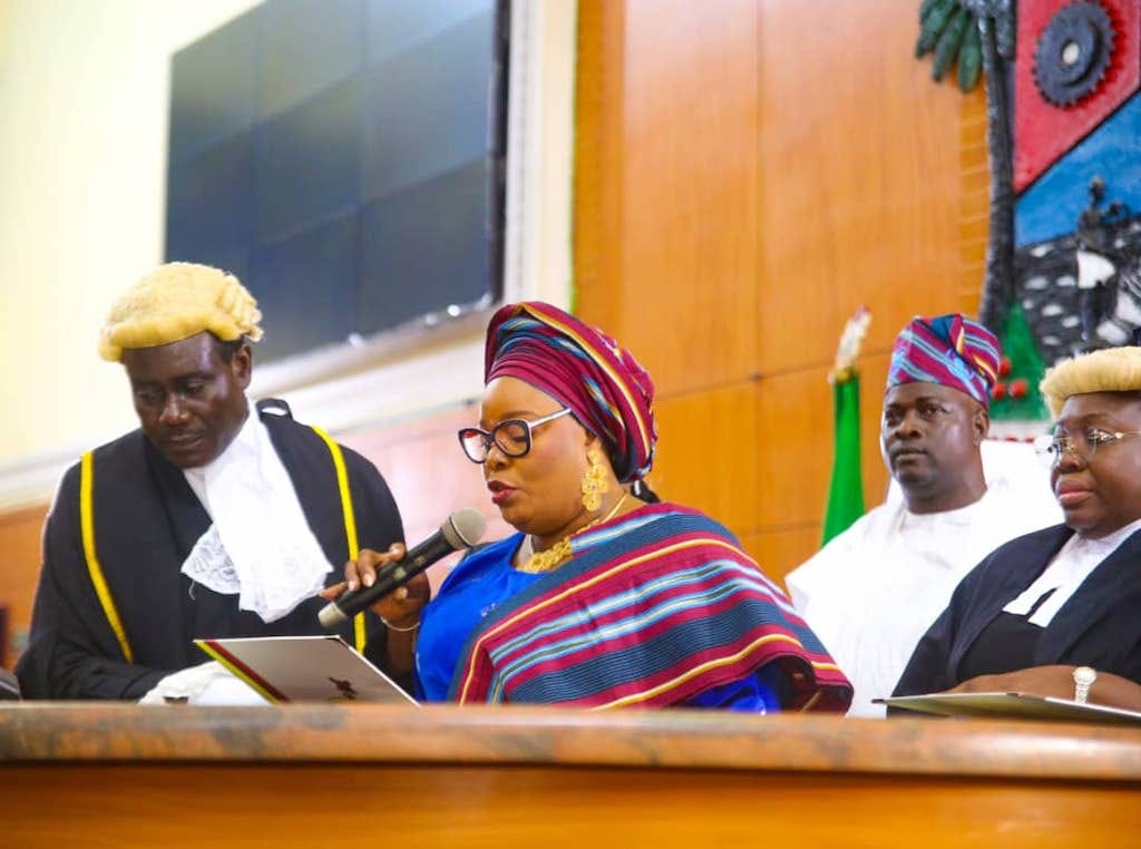 Hon Mojisola Meranda was sworn in as Deputy Speaker of the 10th Lagos House of Assembly in June 2023. Credit: Mojisola Meranda / Twitter Hon Mojisola Meranda was sworn in as Deputy Speaker of the 10th Lagos House of Assembly in June 2023. Credit: Mojisola Meranda / Twitter