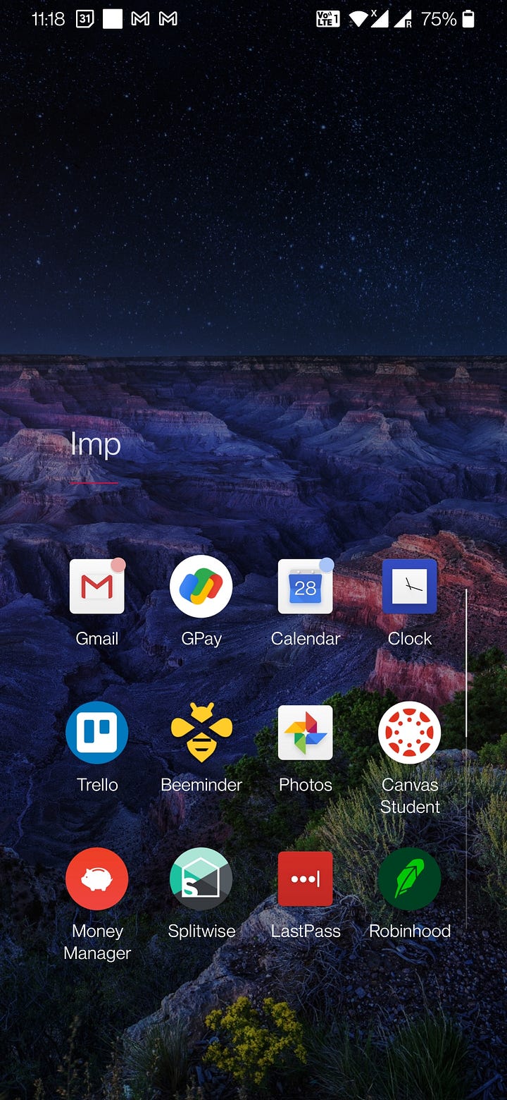 Screenshots of my phone home screen