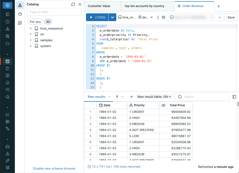 Write queries and explore data in the legacy SQL editor | Databricks on  Google Cloud