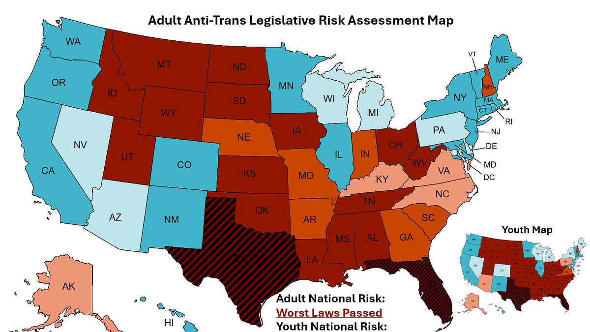 Anti-Trans National Risk Assessment Map: March Edition