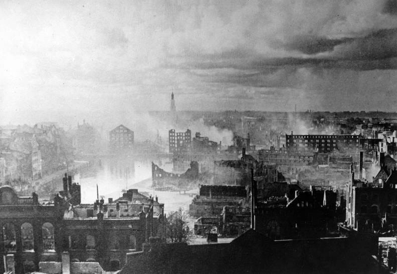 The city of Königsberg is destroyed after Royal Air Force bombing raids in August 1944.