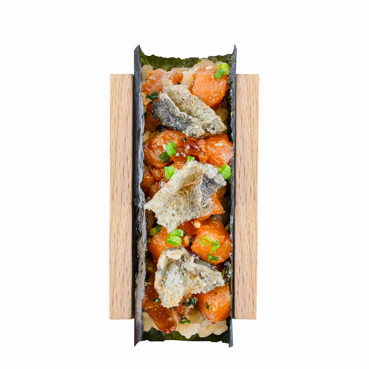 The Spicy Salmon hand roll