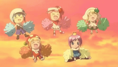 a group of cheerleaders are dancing in the sky