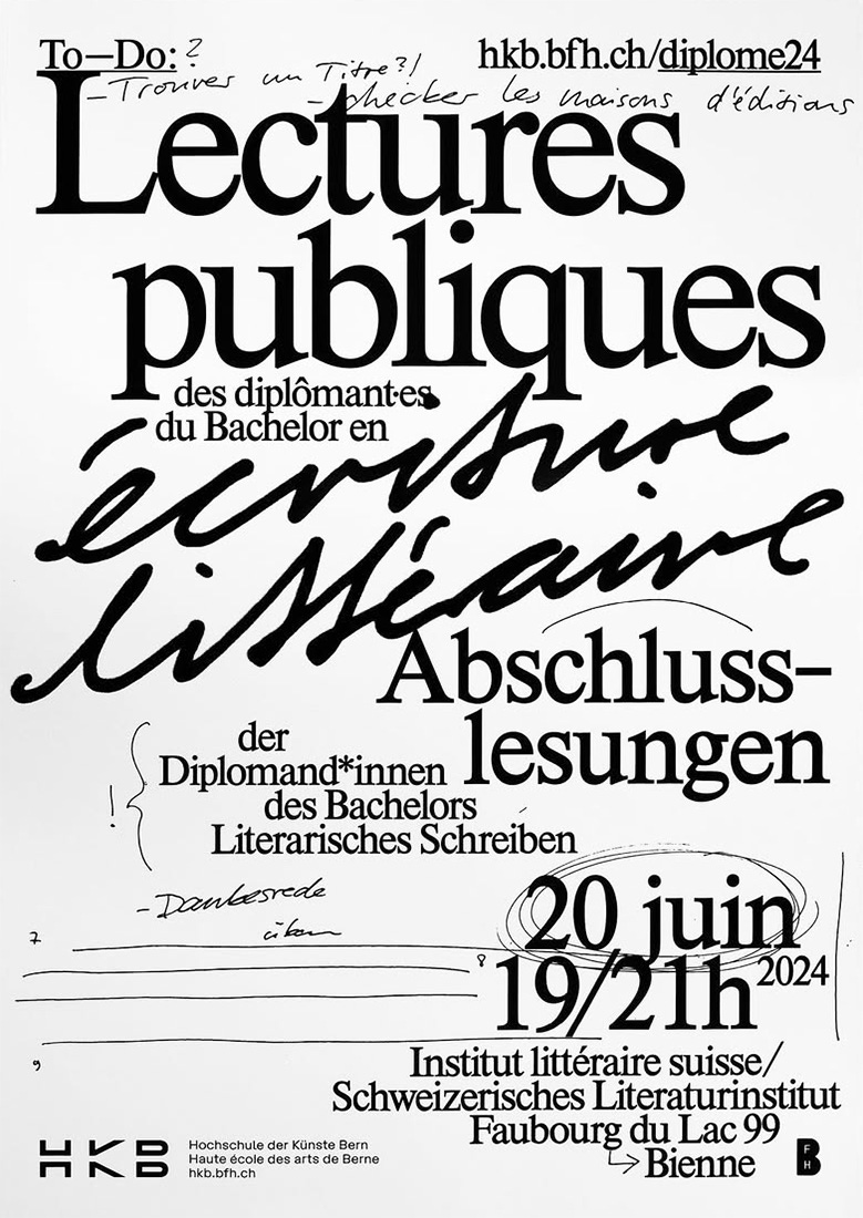 Jonas Bader – Cyrill Heinen / [internship at] Atelier HKB, To-Do: HKB Diplomkampagne 24, HKB Viskom, HKB Bern, 2024 [Typographic Poster Design Inspiration]