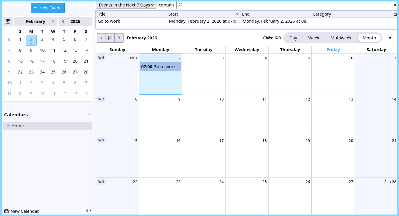 Thunderbird calendar Thunderbird calendar