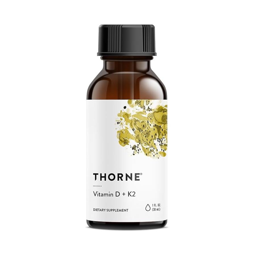 THORNE Vitamin D + K2 Liquid with a metered Dispenser - Vitamins D3 and K2  to Support Healthy Bones and Muscles* - 1 Fl Oz (30 ml) - 600 Servings