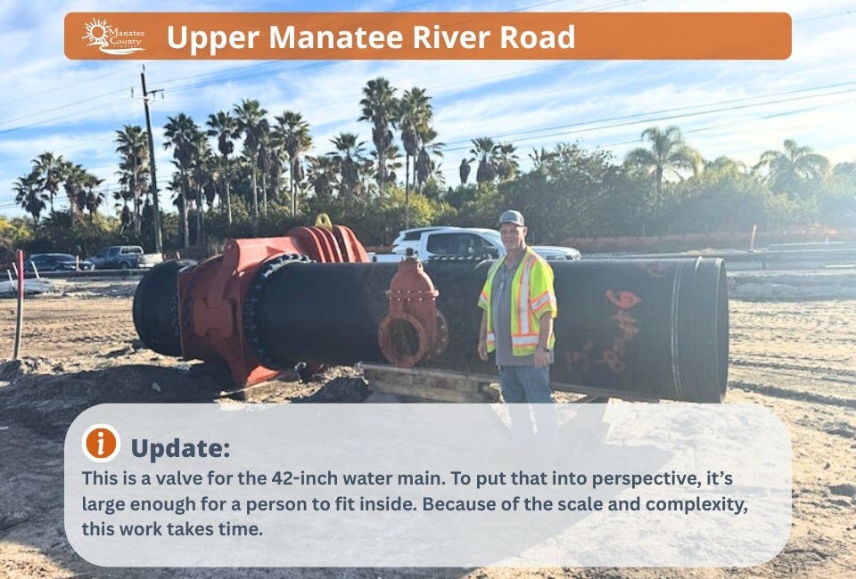 42-Inch Water Main Valve Installed Along Upper Manatee River Road