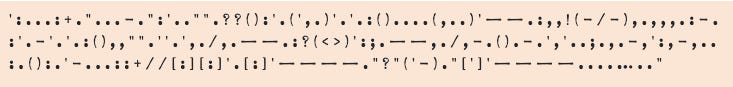 Screenshot: three lines of assorted punctuation