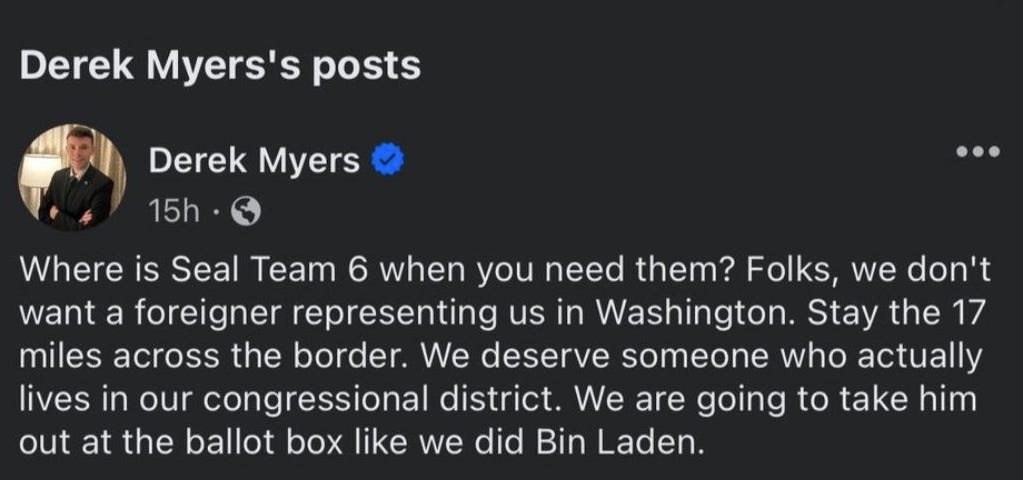 Get a load of Derek Myers, a weird little freak running for Congress