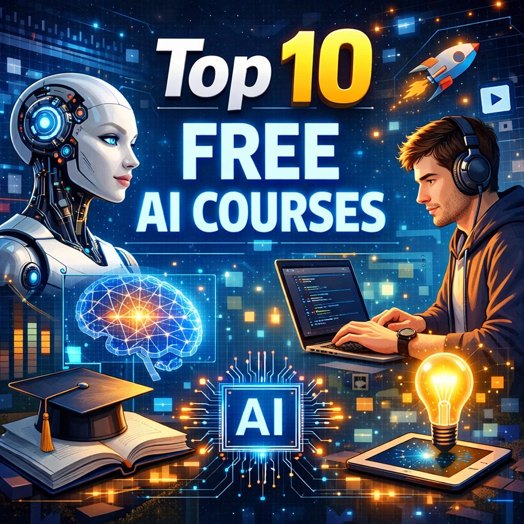 Top 10 Free AI Courses - by Manny Larcher