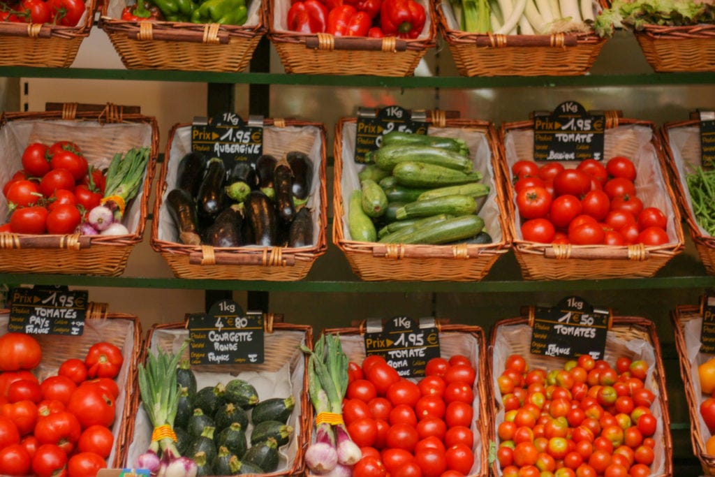 Fresh vegetables at a market stall in a Spanish market Fresh vegetables at a market stall in a Spanish market