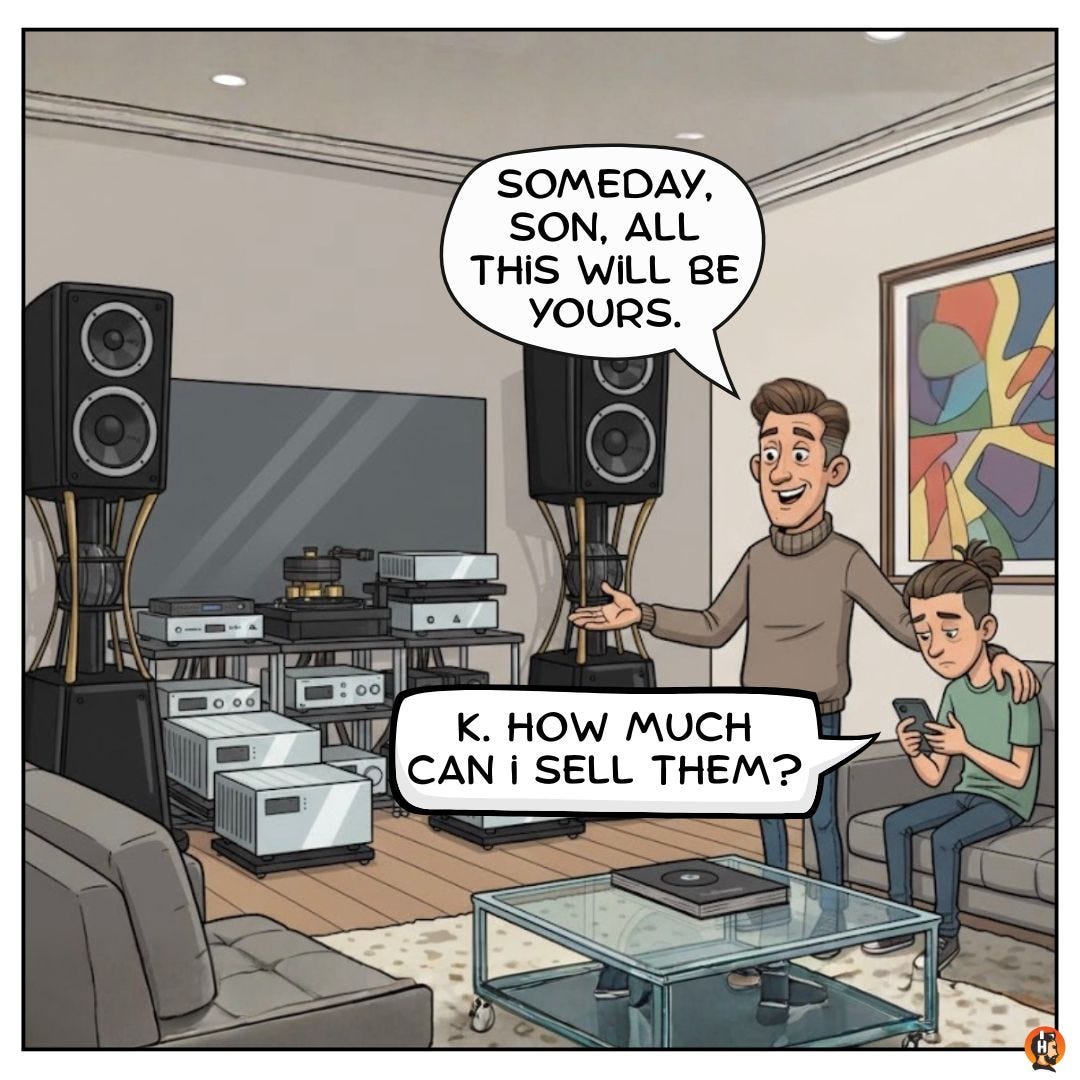 May be an image of speaker and text that says 'SOMEDAY, SON, SON,ALL ALL THIS WiLL THiSWiLLBE BE YOURS. K. K.HOWMUCH HOW MUCH CAN i SELL THEΜ?'