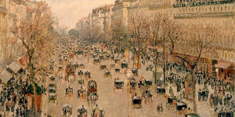 Pissarro's Impressionist painting of the Boulevard Montmartre Pissarro's Impressionist painting of the Boulevard Montmartre