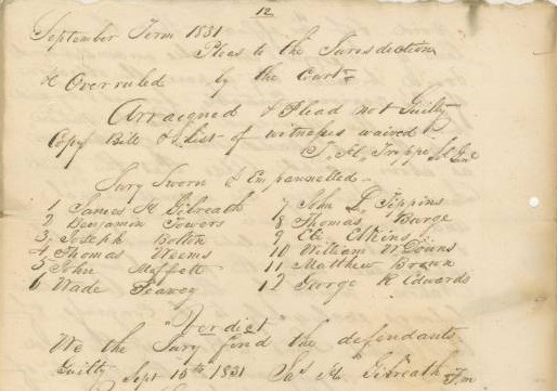 Guilty Verdict and Sentencing for Worcester, Butler, and Others; September 15, 1831; Appellate Case File Number 1705; Case File for Worcester v. Georgia; Appellate Jurisdiction Case Files, 1792 - 2010; Records of the Supreme Court, Record Group 267; National Archives Building, Washington, DC. Guilty Verdict and Sentencing for Worcester, Butler, and Others; September 15, 1831; Appellate Case File Number 1705; Case File for Worcester v. Georgia; Appellate Jurisdiction Case Files, 1792 - 2010; Records of the Supreme Court, Record Group 267; National Archives Building, Washington, DC.