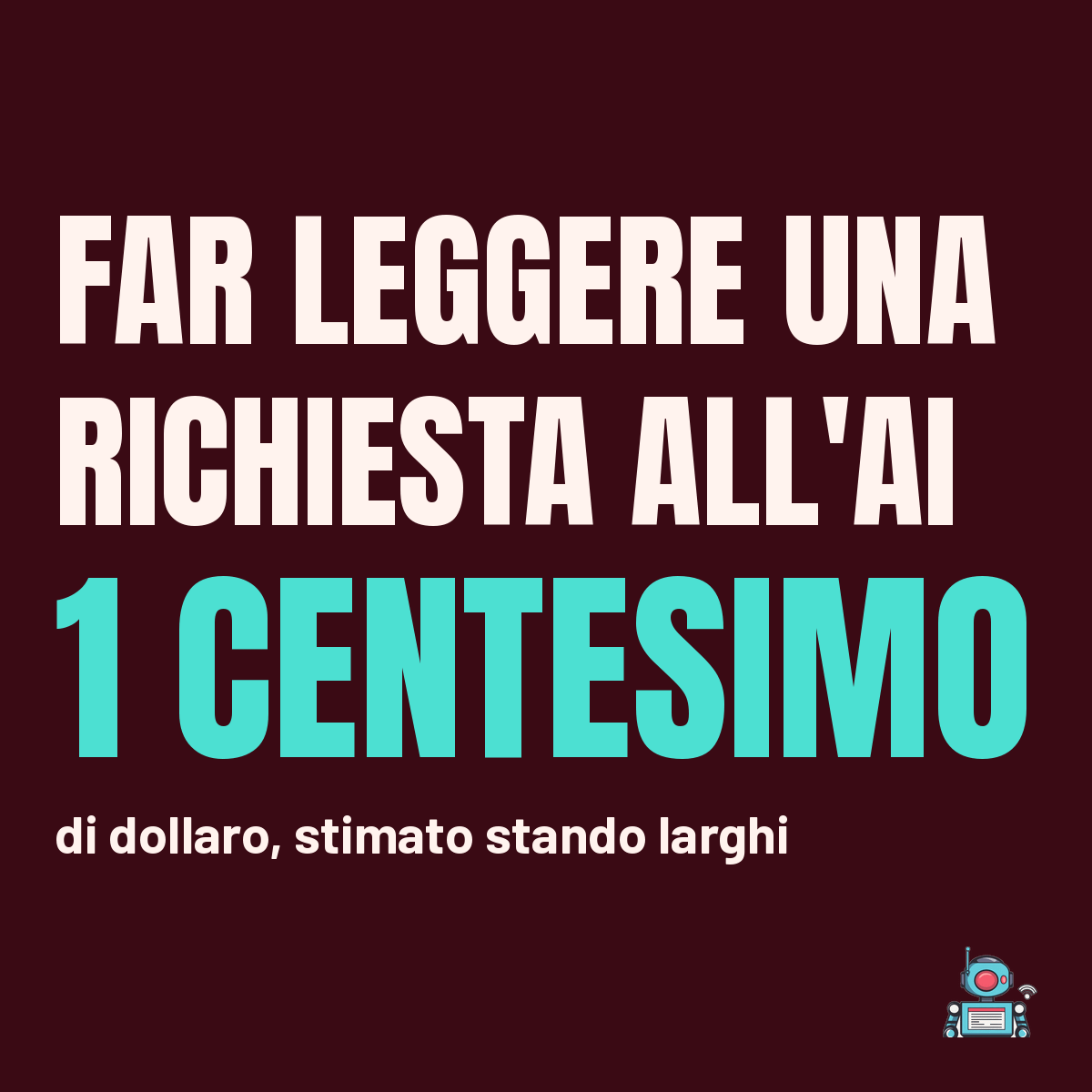 Circa 1 centesimo di dollaro: il costo stimato, stando larghi, per far leggere all’AI una richiesta di preventivo Circa 1 centesimo di dollaro: il costo stimato, stando larghi, per far leggere all’AI una richiesta di preventivo