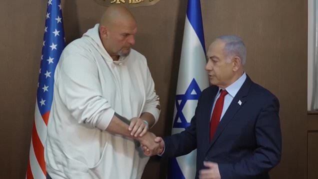 John Fetterman meets Bibi in his hoodie: Netanyahu says there is 'no better  friend for Israel' and praises Democrat for 'saying it like it is' in the  face of fury from fellow