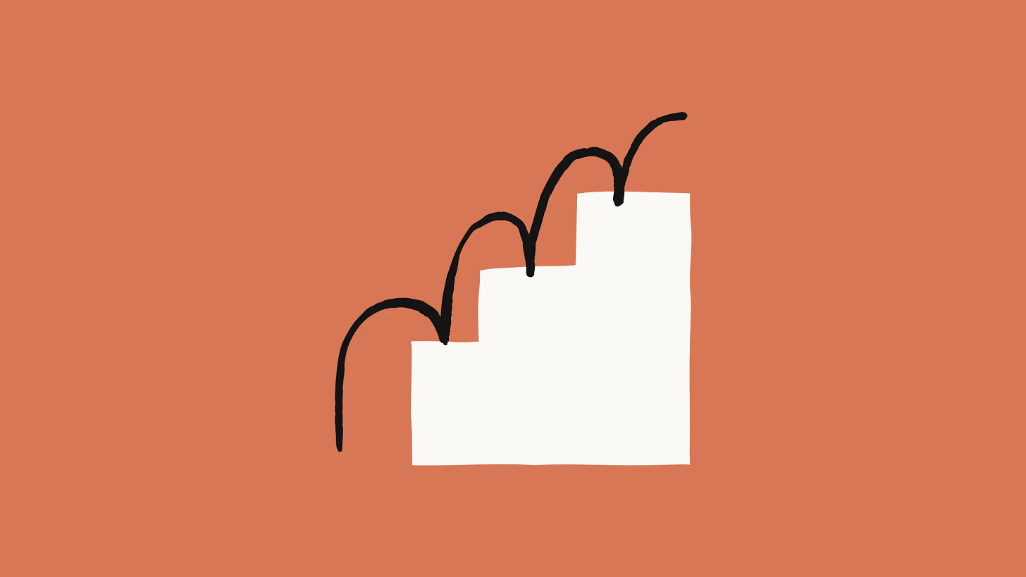 Illustration of a step chart with growth arrows Illustration of a step chart with growth arrows
