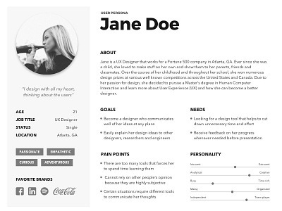 [Free Template] User Persona Black & White