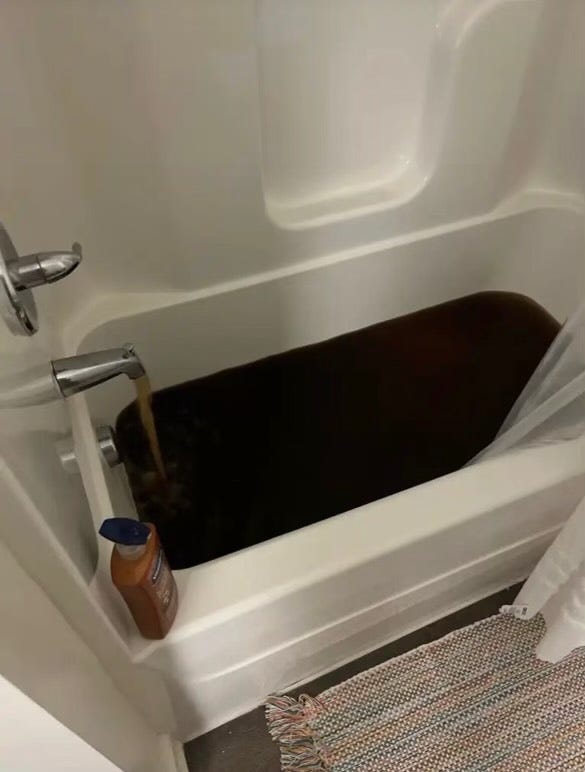 A recent addition to Callen's album, the water in this home appears almost black on Sept. 1, 2022 in Jackson, Miss. (Photo provided by Anna Lois Callen) A recent addition to Callen's album, the water in this home appears almost black on Sept. 1, 2022 in Jackson, Miss. (Photo provided by Anna Lois Callen)