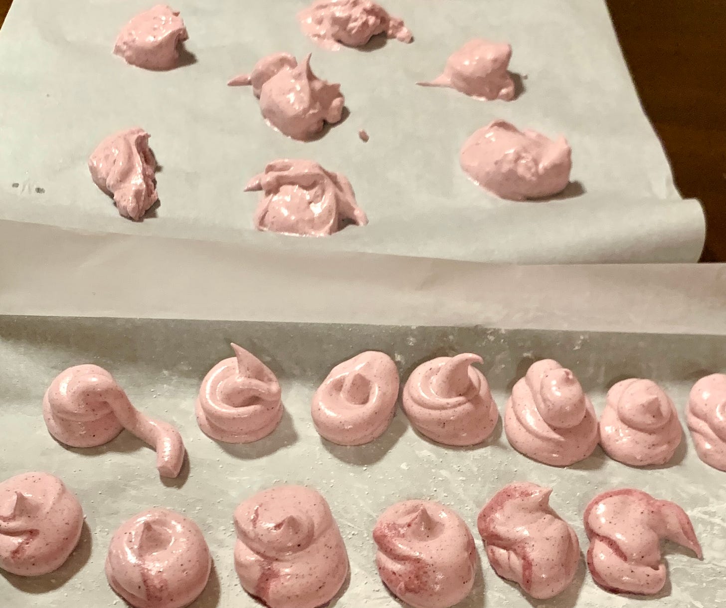 pink colored vegan Peeps® marshmallows that look a bit like dog poo