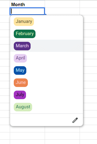 Color-coded dropdown options.