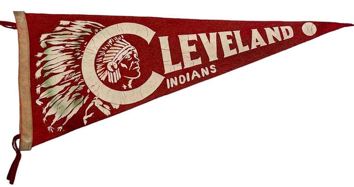 1940 Cincinnati Reds Scorebook and 1950s Cleveland Indians pennant.