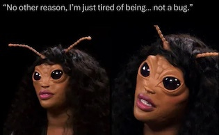 sza wearing bug prosthetic makeup