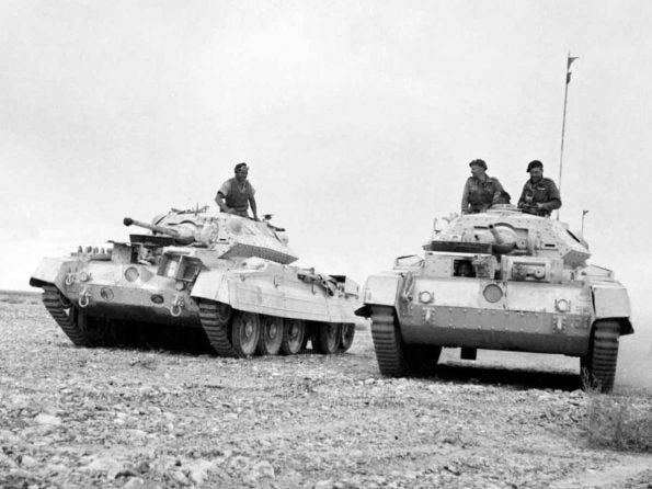 Crusader tanks moving to forward positions in the Western Desert, 26 November 1941. The Mk I only had a two pounder gun and was unreliable. Crusader tanks moving to forward positions in the Western Desert, 26 November 1941. The Mk I only had a two pounder gun and was unreliable.