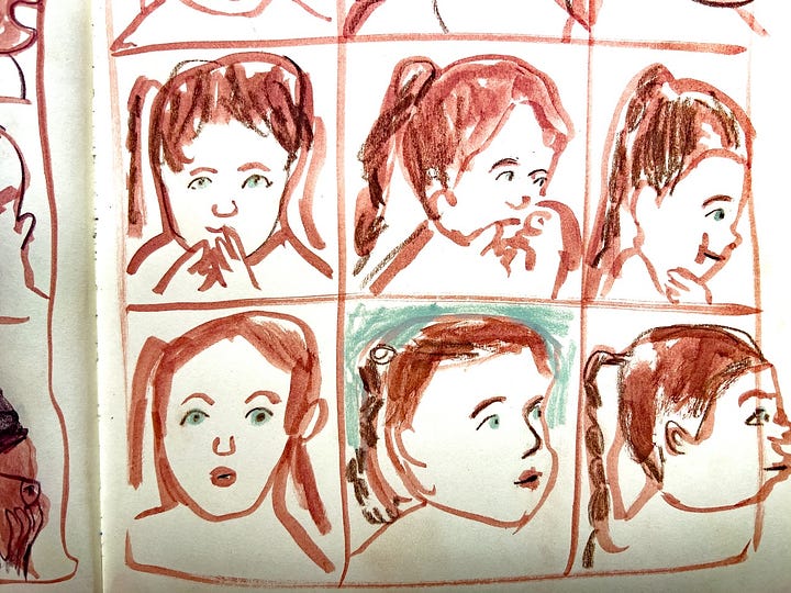 Drawings of a child from an Expressions book