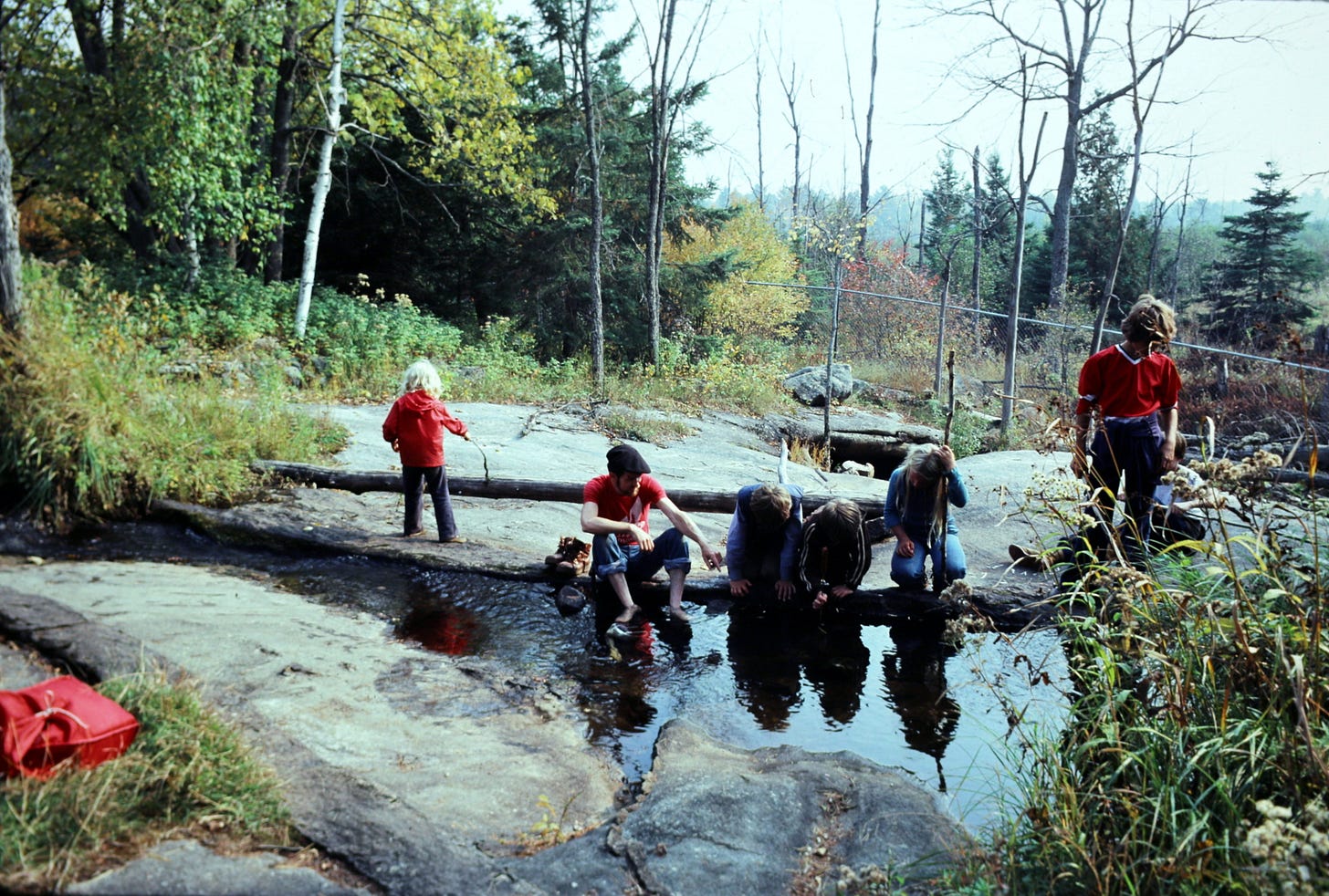 Folks hiking, Petroglyphs Provincial Park, 1979