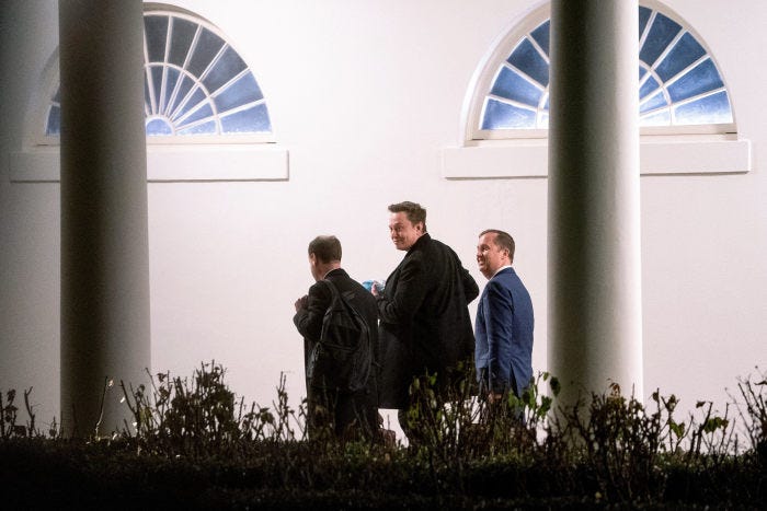 Elon Musk entering the White House last week.