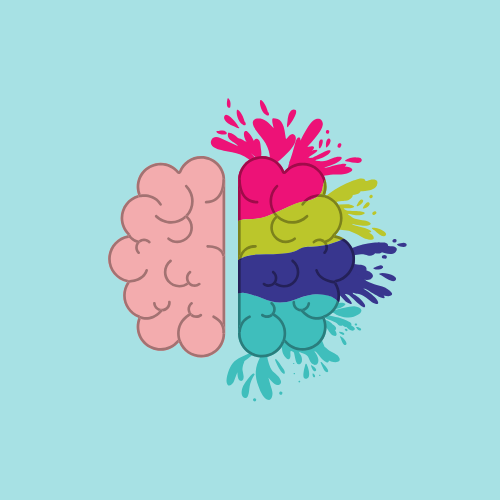 A image of a Brain split in half with one side in colour A image of a Brain split in half with one side in colour