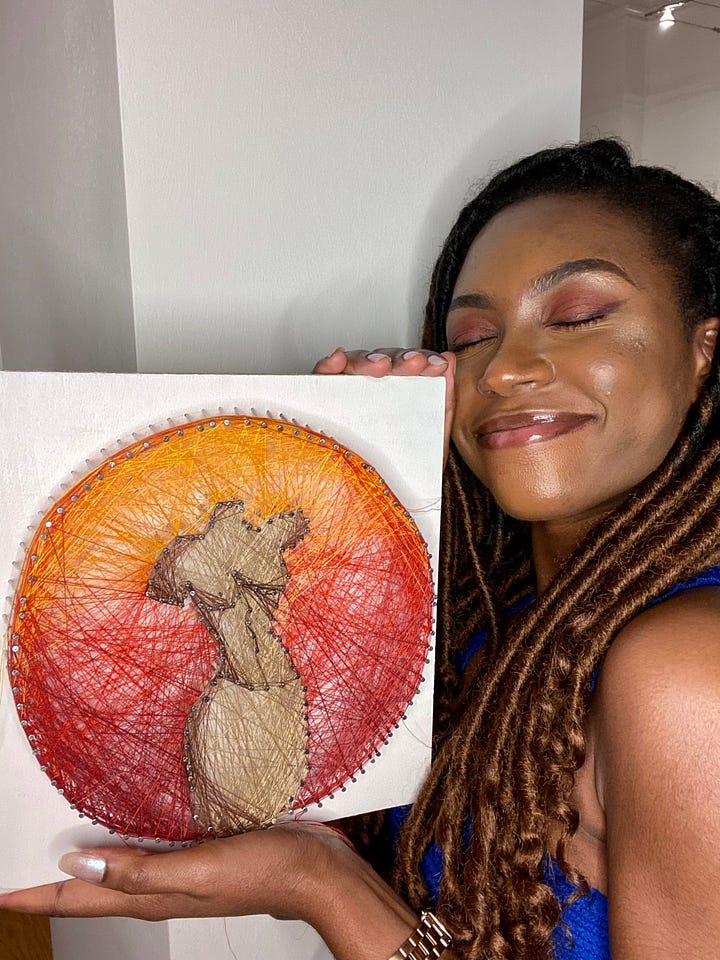 Nengi Uranta with one of her String Art