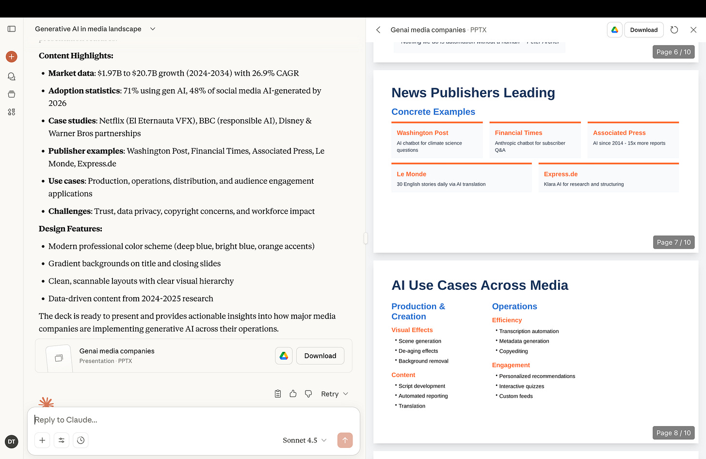 Screenshot of Claude
