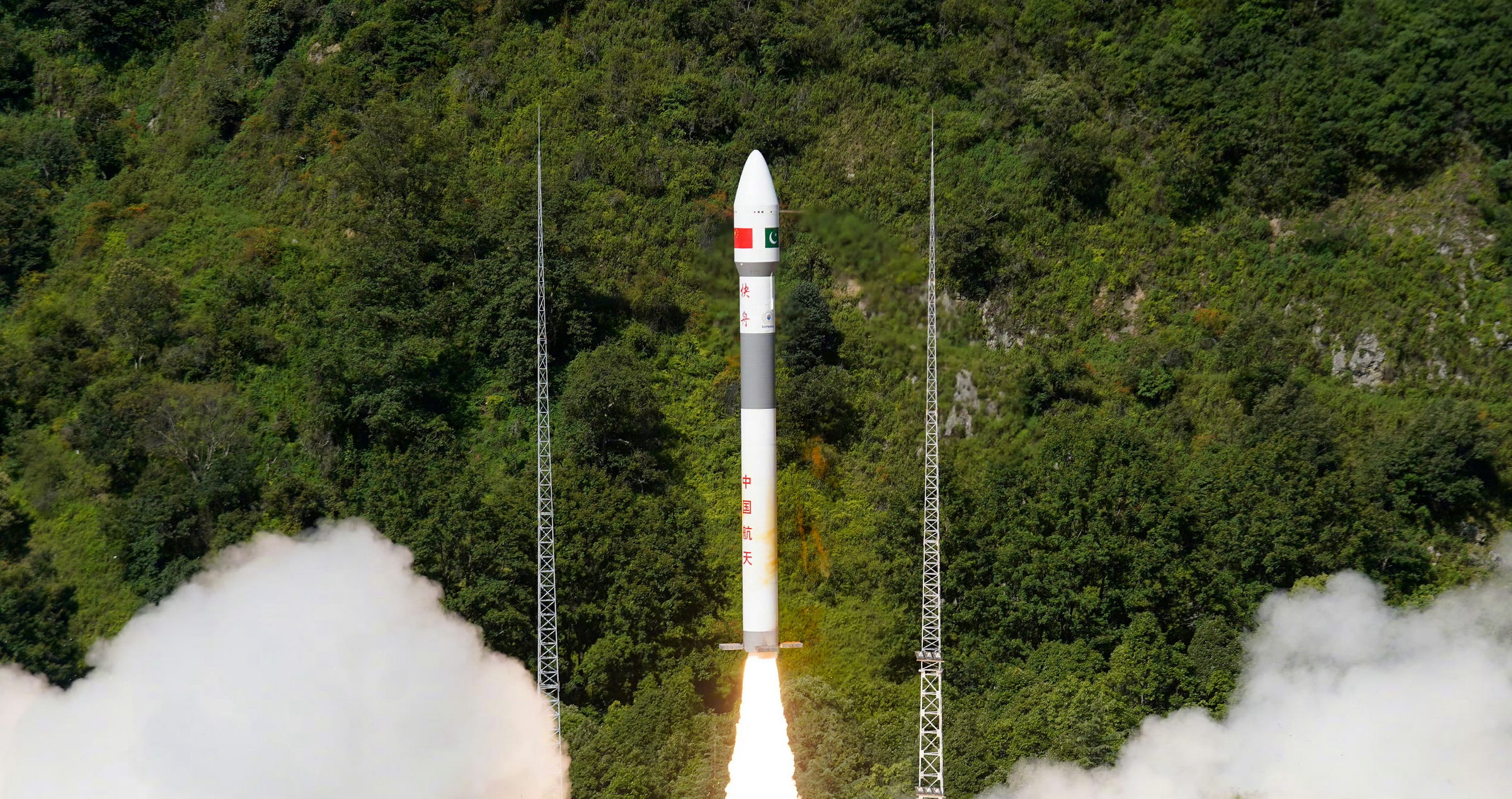 Kuaizhou-1A ‘Pro’ lifting off from the Xichang Satellite Launch Center carrying a satellite for Pakistan. Kuaizhou-1A ‘Pro’ lifting off from the Xichang Satellite Launch Center carrying a satellite for Pakistan.