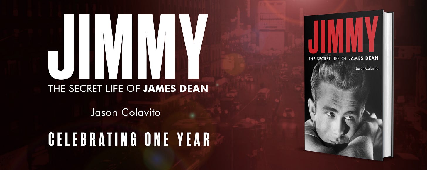 A header featuring the cover of "Jimmy" and stating that the book is celebrating one year since publication.