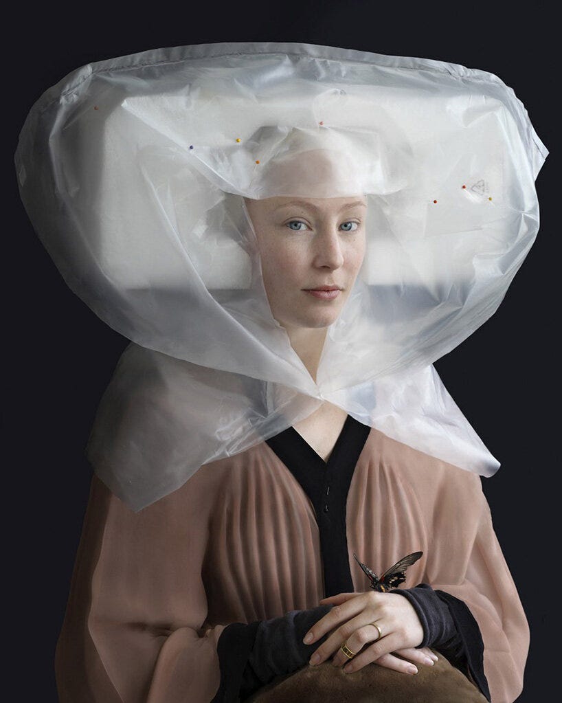 photographer suzanne jongmans recreates renaissance portraits using packaging materials