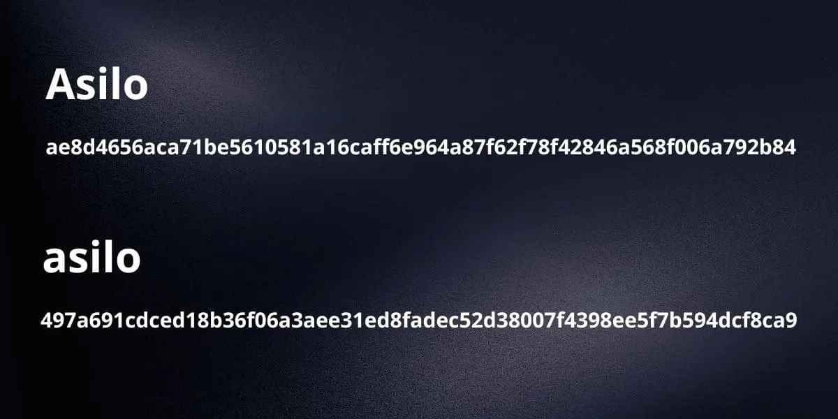 Códigos hash de las palabras Asilo y asilo.