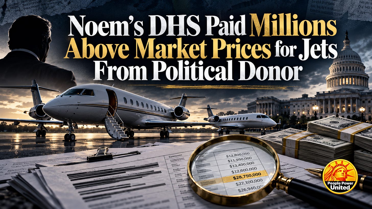 Noem’s DHS Paid Millions Above Market Prices for Jets From Political Donor.