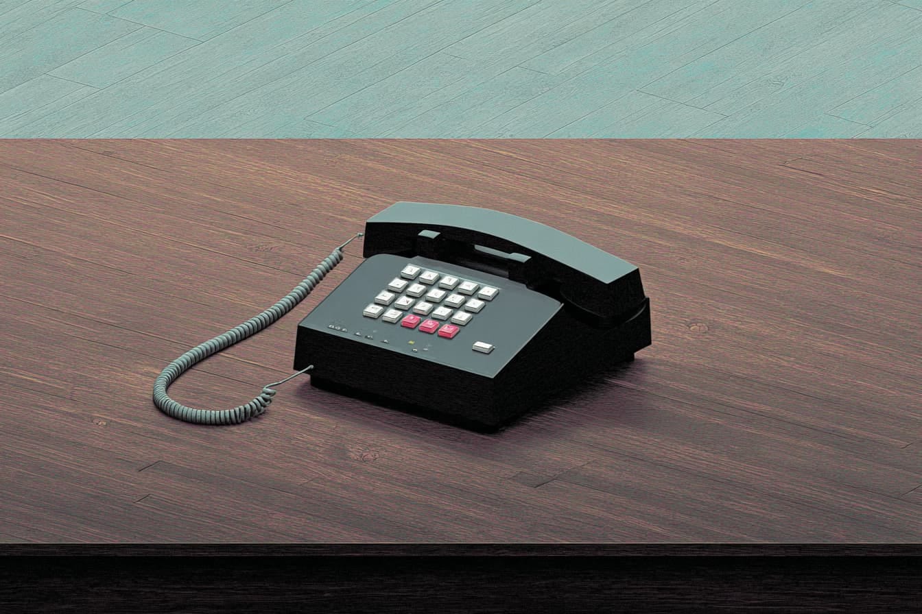 digital illustration of an old-fashioned black landline phone