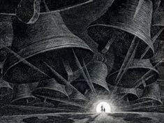 This may contain: an image of a black and white drawing of some kind of thing in the air